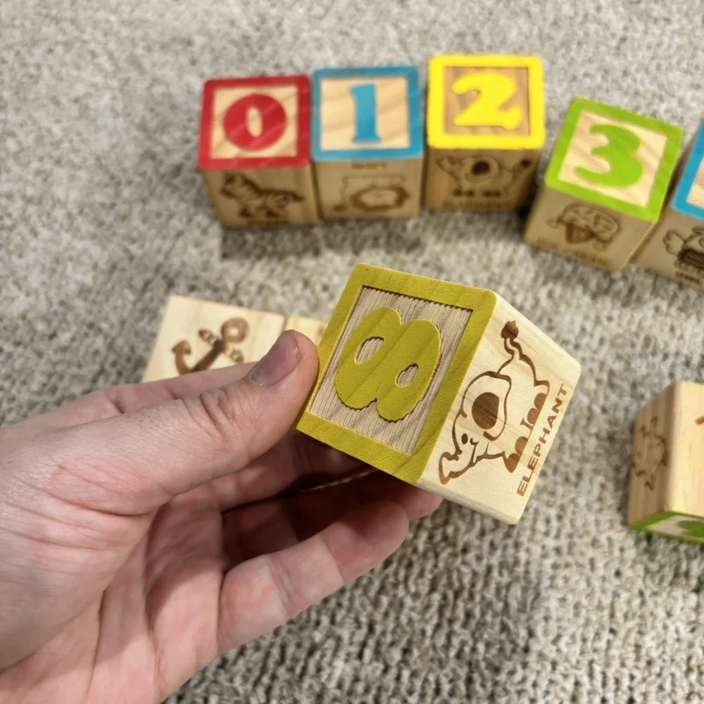 Number And‎ Math Sign Alphabet Building Wood Blocks Learning Toy Homeschool